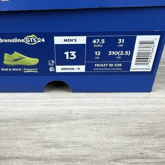 Brooks Adrenaline GTS 24 Men's size 13 Running Shoe Acid Lime Green Sneaker - Picture 10 of 10